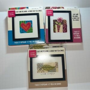 (3) Dimensions Punch Needle Kit Heart 73084, Daisy 73090, Live Simply 73085  NEW